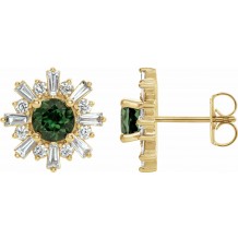 14K Yellow Green Tourmaline & 3/4 CTW Diamond Earrings