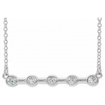 14K White 1/6 CTW Diamond Bezel-Set Bar 16 Necklace
