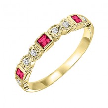 Gems One 10Kt Yellow Gold Diamond (1/10Ctw) & Ruby (1/5 Ctw) Ring