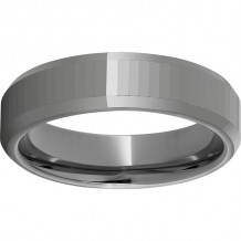 Rugged Tungsten  6mm Faceted Top Beveled Edge Polished Band