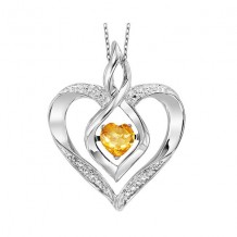 Gems One Silver Diamond (1/50 Ctw) & Created-Citrine (1/4 Ctw) Pendant