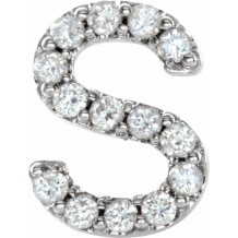 14K White .05 CTW Diamond Single Initial S Earring