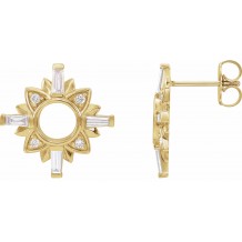 14K Yellow 1/2 CTW Diamond Starburst Earrings