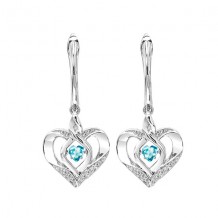 Gems One Silver Diamond (1/50 Ctw) & Createdblue Topaz Earring