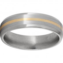 Titanium Beveled Edge Band with a 1mm 14K Yellow Gold Inlay and Satin Finish