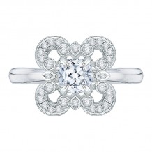 Shah Luxury 14K White Gold Cushion Diamond Engagement Ring (Semi-Mount)