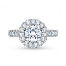 Shah Luxury 18k White Gold Diamond Carizza Semi Mount Engagement Ring fit Round Center
