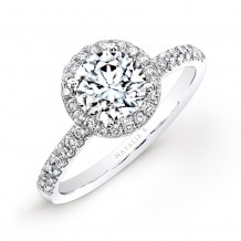 18k White Gold Pave Diamond Halo Engagement Ring