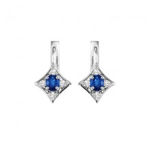 Gems One 14Kt White Gold Diamond (1/12Ctw) & Sapphire (1/3 Ctw) Earring