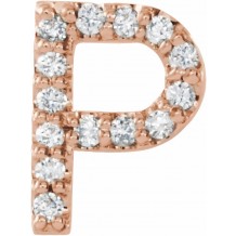 14K Rose .06 CTW Diamond Single Initial P Earring