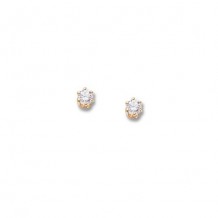 Caria 14K Yellow Gold Cubic Zirconia Birthstone Screw Back Stud Earrings