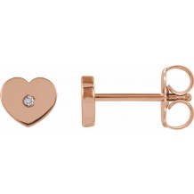 14K Rose .01 CTW Diamond Solitaire Heart Youth Earrings