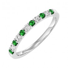 Gems One 10Kt White Gold Diamond (1/5Ctw) & Emerald (1/5 Ctw) Ring