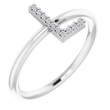 14K White .05 CTW Diamond Initial L Ring