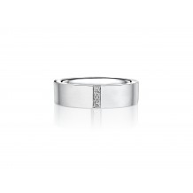 Henri Daussi 6mm Men's Wedding Band  Platinum White B 0.04 Ctw, W 0.03 Ctw Black Diamond, White Diamond