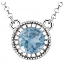 14K White Swiss Blue Topaz December 18 Birthstone Necklace