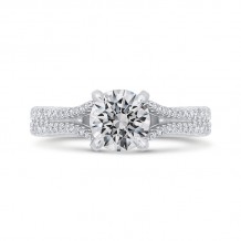 Shah Luxury 14K White Gold Round Cut Diamond Split Shank Engagement Ring (Semi-Mount)