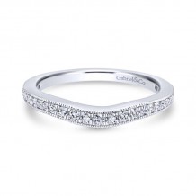 Gabriel & Co. 14k White Gold Victorian Curved Wedding Band