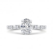 Shah Luxury Oval Diamond Engagement Ring In 14K White Gold (Semi-Mount)