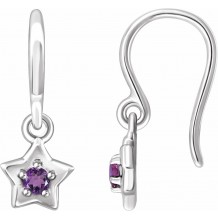 14K White 3 mm Round February Youth Star Birthstone Earrings