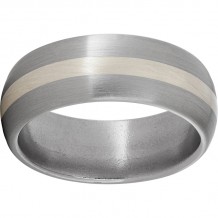 Titanium Domed Band with a 2mm Sterling Silver Inlay and Satin Finish