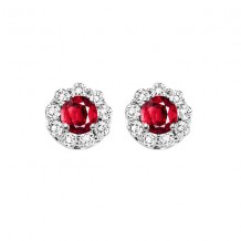 Gems One 14Kt White Gold Diamond (3/4Ctw) & Ruby (5/8 Ctw) Earring