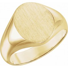 14K Yellow 12x10 mm Oval Signet Ring