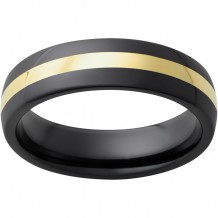 Black Diamond Ceramic Domed Band with a 2mm 18K Yellow Gold Inlay