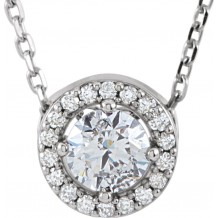 14K White 3/8 CTW Diamond Halo-Style 16 Necklace