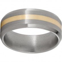 Titanium Beveled Edge Band with a 2mm 14K Yellow Gold Inlay and Satin Finish