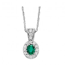Gems One 14Kt White Gold Diamond (1/8Ctw) & Emerald (1/8 Ctw) Pendant
