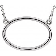 14K White Horizontal Oval 16 Necklace