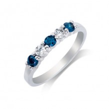 14K White Gold 0.50ct White & Blue Diamond Women's Wedding Band