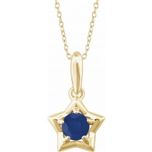 14K Yellow 3 mm Round September Youth Star Birthstone 15 Necklace