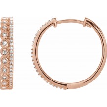 14K Rose 1/3 CTW Diamond Geometric Hoop Earrings