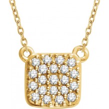 14K Yellow 1/6 CTW Diamond Square Cluster 16-18 Necklace