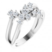 Platinum 1/2 CTW Diamond Cluster Bypass Ring