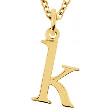 14K Yellow Lowercase Initial k 16 Necklace