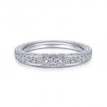 Gabriel & Co. 14k White Gold Victorian Diamond Wedding Band