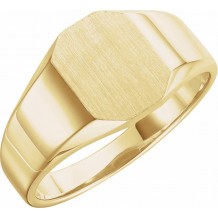 14K Yellow 9x7 mm Octagon Signet Ring