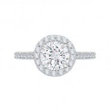 Shah Luxury 14K White Gold Round Cut Diamond Halo Engagement Ring with Euro Shank (Semi-Mount)