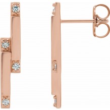 14K Rose 1/10 CTW Diamond Bar Earrings