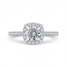 Shah Luxury 14K White Gold Round Cut Diamond Halo Engagement Ring (Semi-Mount)