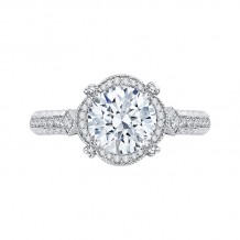 Shah Luxury 14K White Gold Round Cut Diamond Halo Engagement Ring (Semi-Mount)