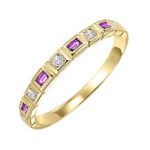 Gems One 14Kt Yellow Gold Diamond (1/10Ctw) & Ruby (1/8 Ctw) Ring