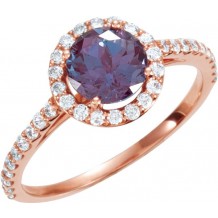 14K Rose Lab-Grown Alexandrite & 3/8 CTW Diamond Ring