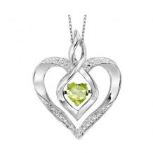 Gems One Silver Diamond (1/50 Ctw) & Created Peridot (1/4 Ctw) Pendant