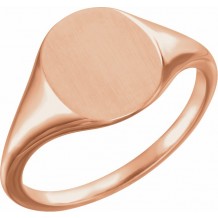 14K Rose 11x9 mm Oval Signet Ring