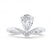 Shah Luxury 14K White Gold Pear Diamond Engagement Ring (Semi-Mount)