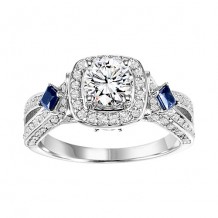 14k White Gold 3/4ct Diamond Engagement Ring with 3/4ct Center Stone